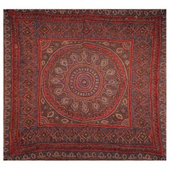 Antique 19th Century Hand Embroidered Persian Kerman Suzani (Termeh) in a Square Size