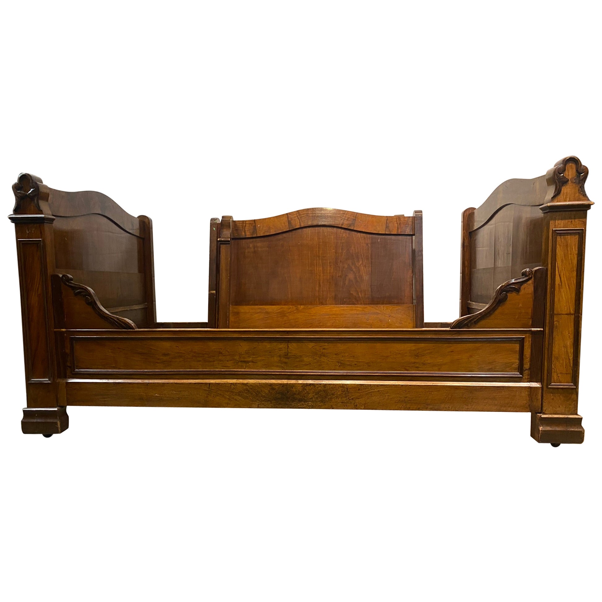 Pair of French Louis Philippe Burl Walnut Daybeds, circa 1880