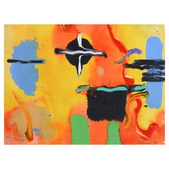 Late 20th Century Abstract Orange Yellow & Black Painting