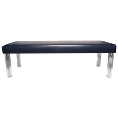 Modern Prism Bench in Navy Leather