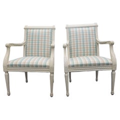 Pair of Reupholstered Carved Mahogany Barlfour Frames Chairs