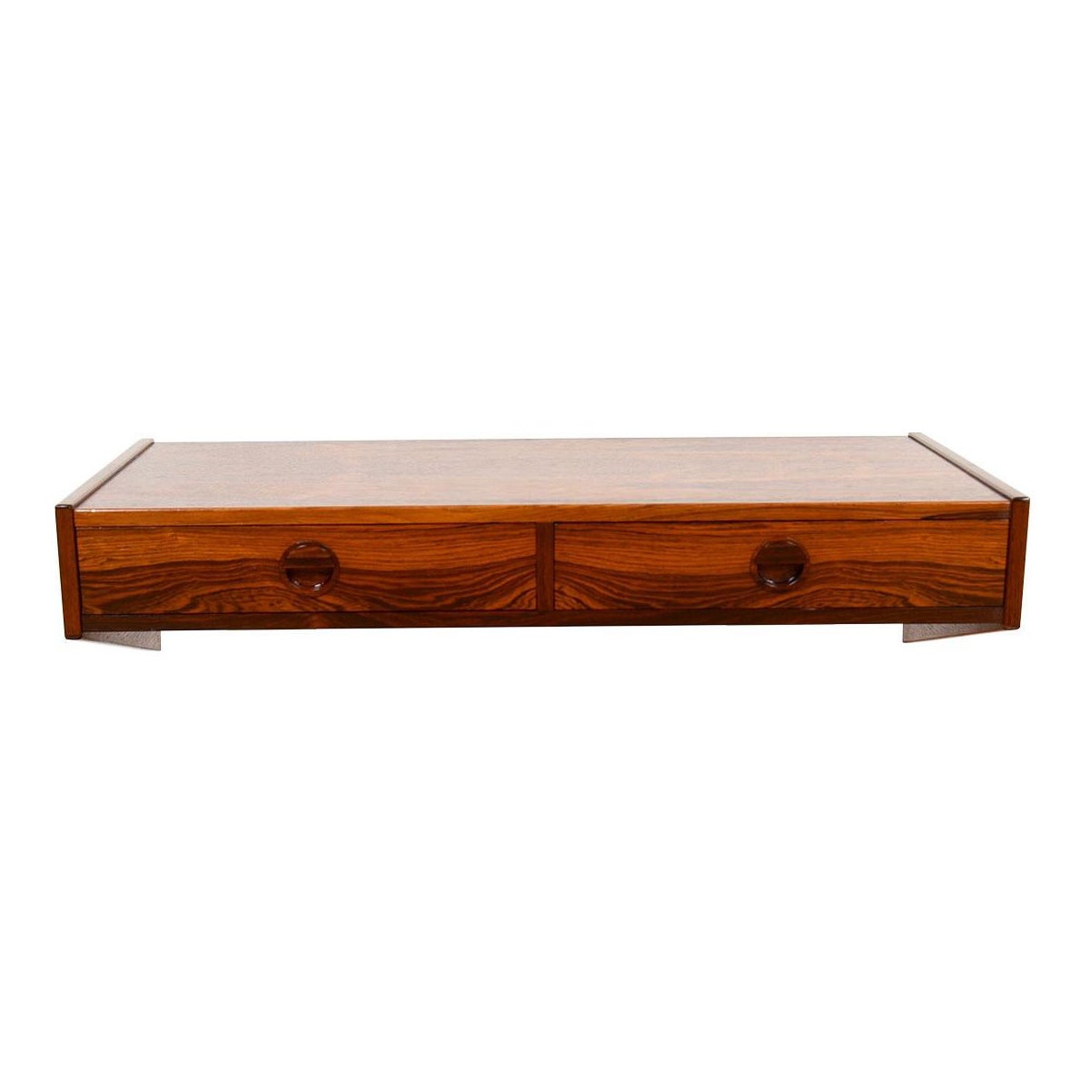 Danish Modern Rosewood 2-Drawer Hanging Accent / Display Shelf For Sale