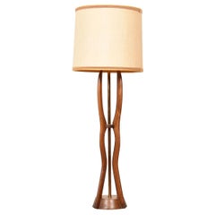 Vintage Sculptural MCM Table Lamp in Walnut