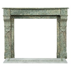 Antique Fireplace Mantel in Vert D'estours Marble