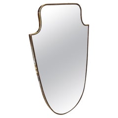 1960s Mid-Century Modern Giò Ponti Style Solid Brass Italian Shield Wall Mirror