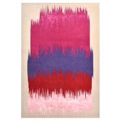 "Kalifornia Pink" Abstract Contemporary Rug in Himalayan Wool and Silk