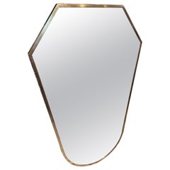 1950s Mid-Century Modern Giò Ponti Style Solid Brass Italian Shield Wall Mirror