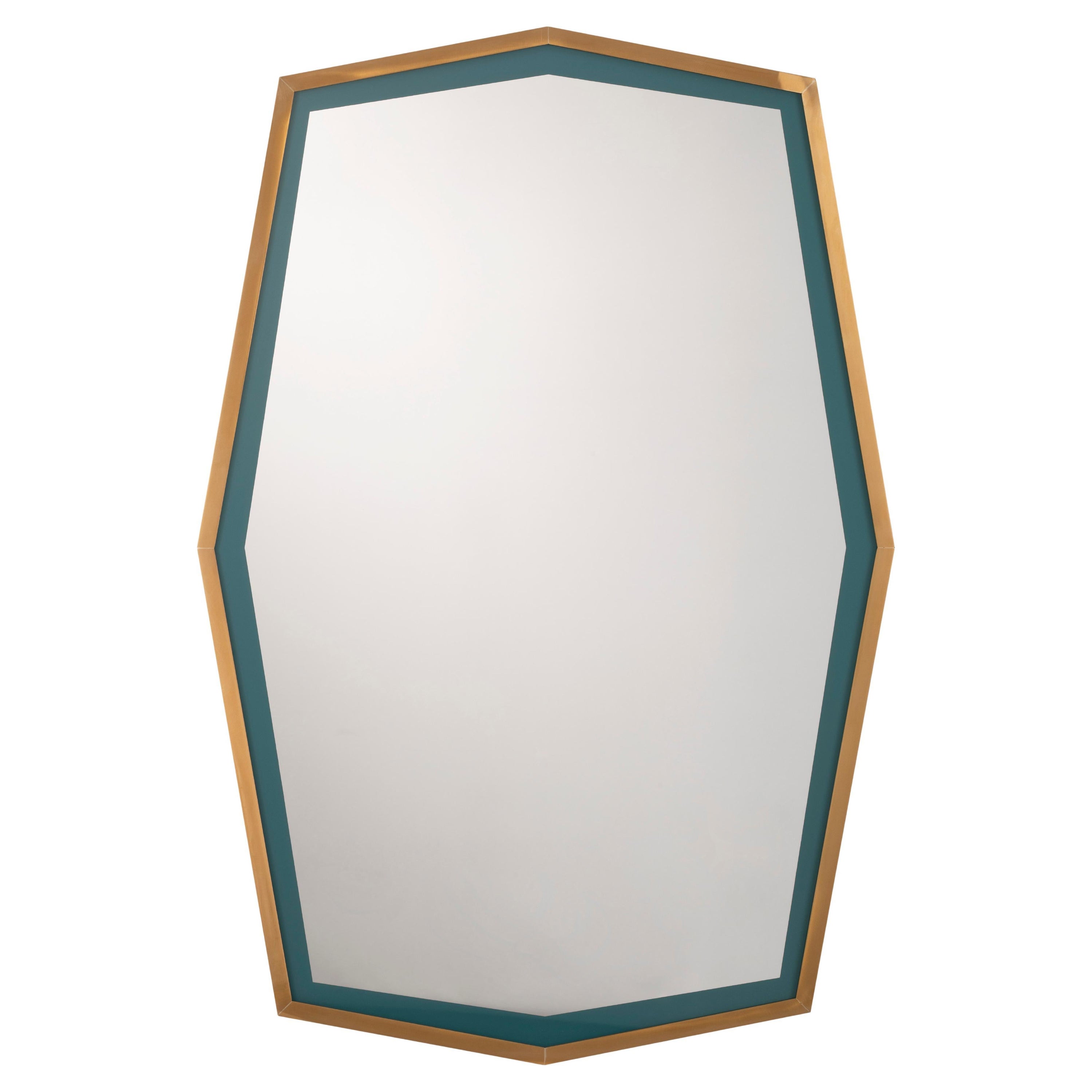 Novecento Double Frame Brass Mirror, Natural Finish For Sale