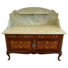 Outstanding Quality Antique Figured Walnut Marble Top Washstand/Cabinet