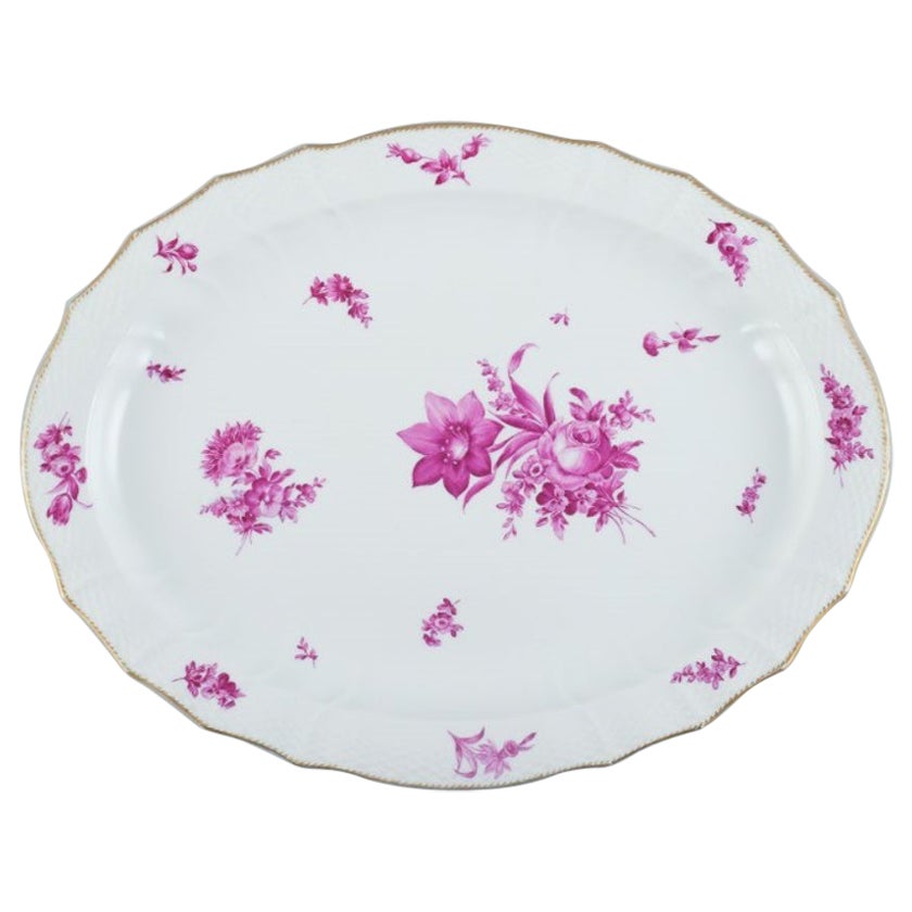 Royal Copenhagen, Large Oval Serving Dish with Purple Flowers For Sale