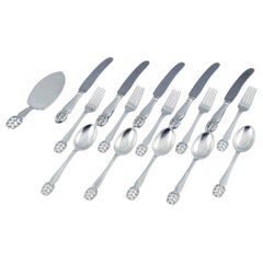 Danish Silversmith, Complete Lunch Service for Five People, a Total of 16 Pieces