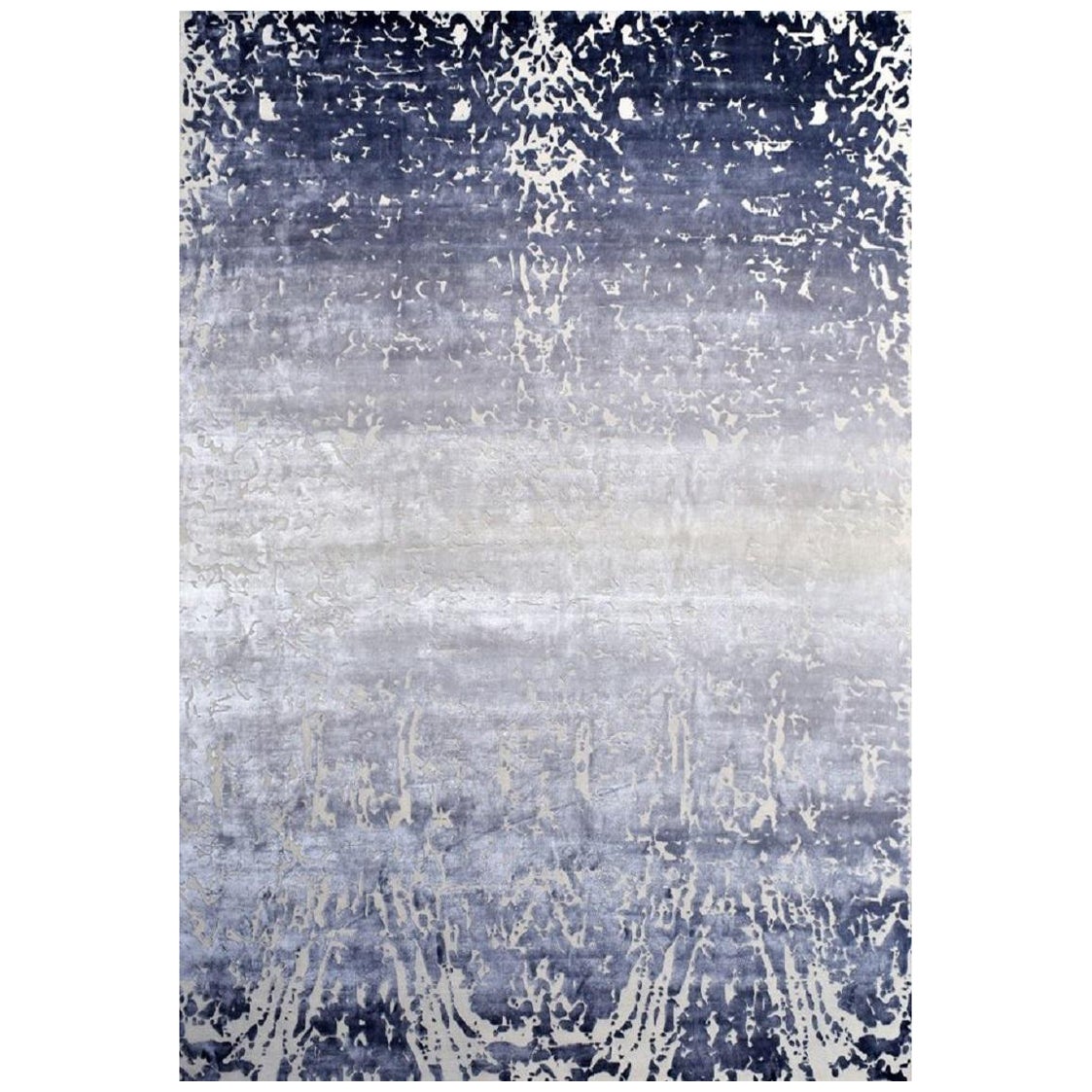 "Eden Ombre" Abstract Contemporary Rug in Himalayan Wool and Chinese Silk For Sale