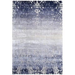 "Eden Ombre" Abstract Contemporary Rug in Himalayan Wool and Chinese Silk
