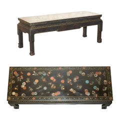Antique Fine Hand Painted & Lacquered Chinese Chinoiserie Oriental Coffee Cocktail Table