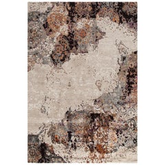"Posh" Abstract Contemporary Rug in Himalayan Wool and Chinese Silk
