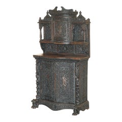 Antique circa 1860 Ornately Hand Carved Burmese Temple Dresser Sideboard Cabinet