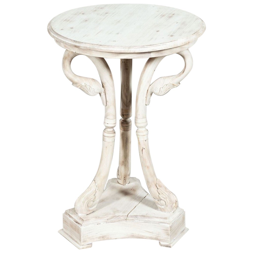 French Bleached Fruitwood Swan Neck Side Table