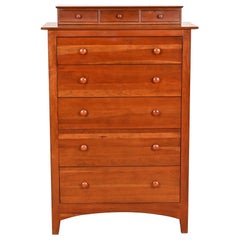 Used Ethan Allen Arts & Crafts Solid Cherry Wood Highboy Dresser