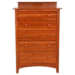 Ethan Allen Arts & Crafts Solid Cherry Wood Highboy Dresser