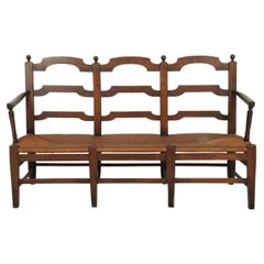 19th Century French Radassier Ladder Back Bench