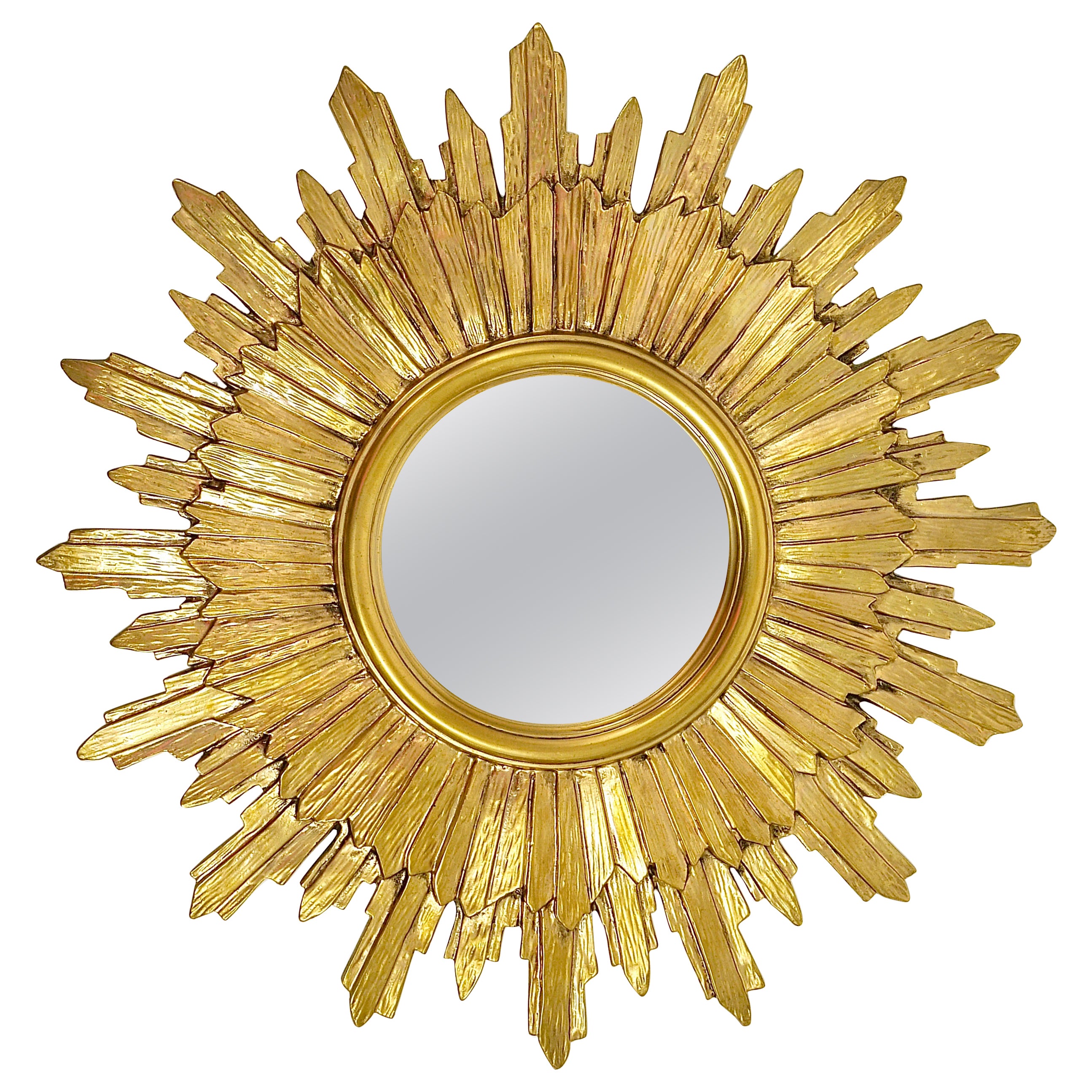 French Soleil Gilt Sunburst Starburst Wall Mirror, Hollywood Regency, 1960s For Sale