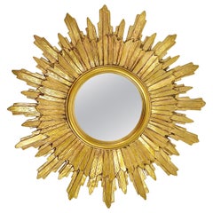 Vintage French Soleil Gilt Sunburst Starburst Wall Mirror, Hollywood Regency, 1960s