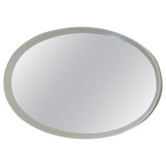 Retro Oval 1950s Italian Mirror with Wooden Frame