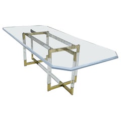 Charles Hollis Jones Lucite & Brass Dining Table from the "Metric" Collection, S