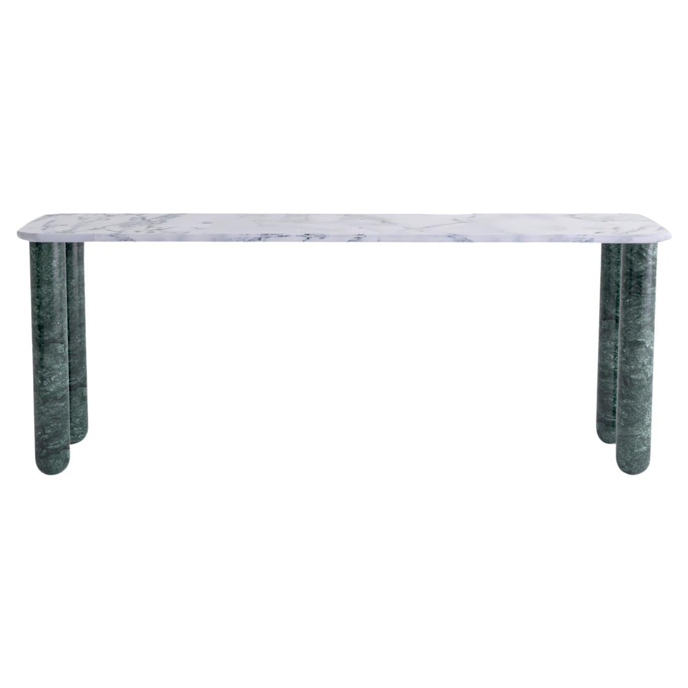 Large White and Green Marble "Sunday" Dining Table, Jean-Baptiste Souletie For Sale