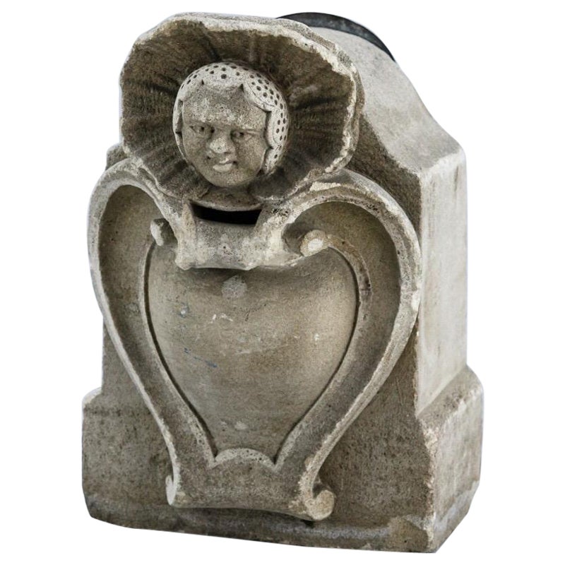 19th Century Carved Stone Alms Box For Sale