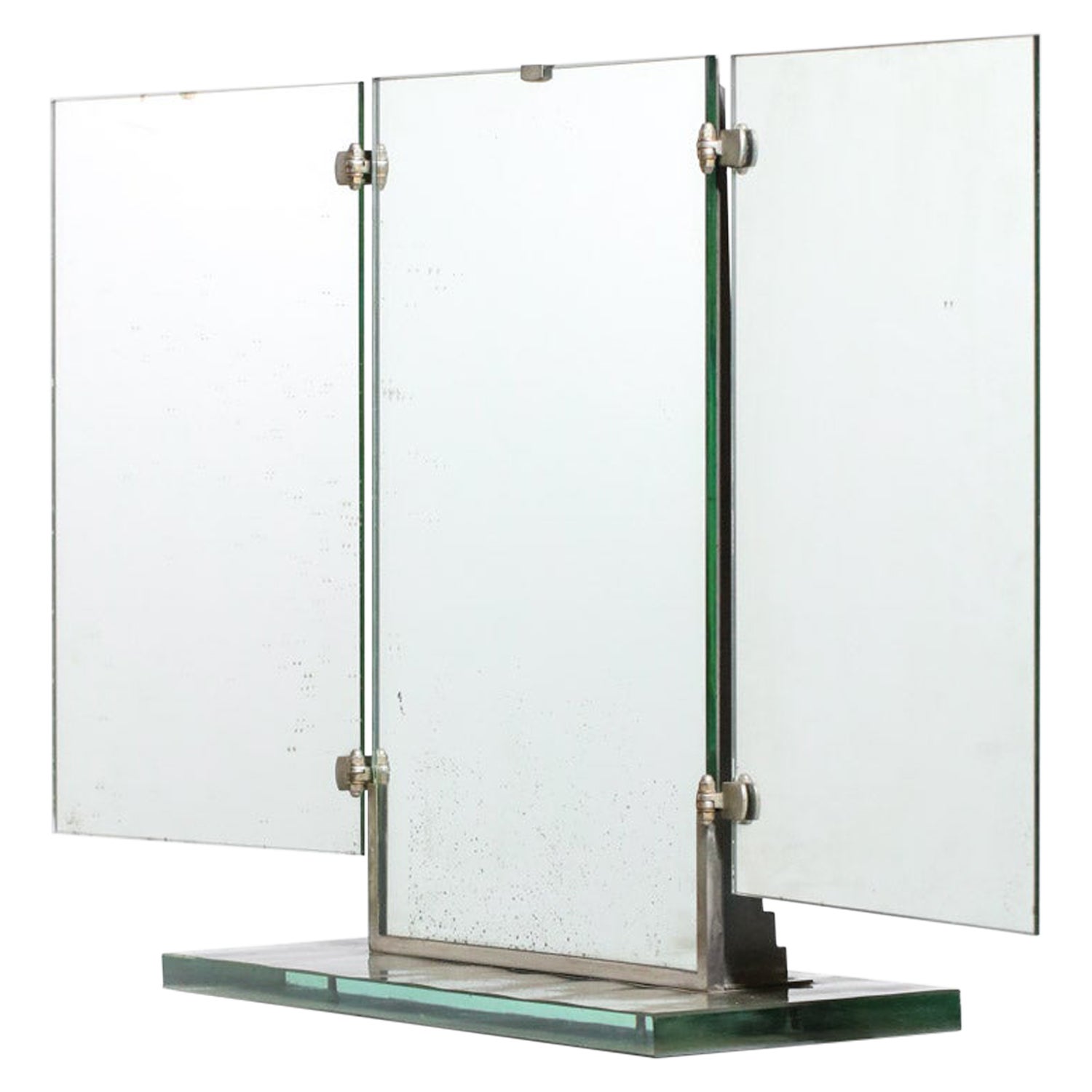 rare miroir triptyque en verre Brot des années 40/50 art déco moderniste en vente