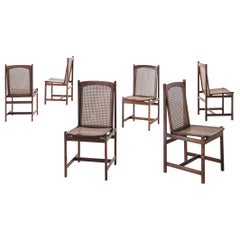 Celina Decorações Set of Six Dining Chairs, Rosewood and Cane, Midcentury 1960s