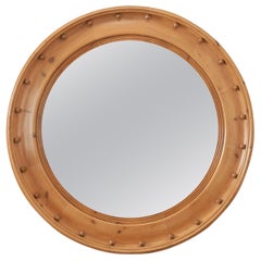 English Massive Pine Bullseye Convex Mirror