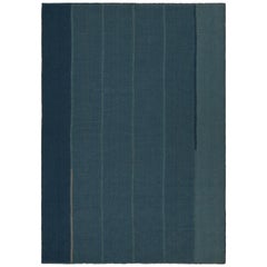Rug & Kilim's Contemporary Kilim in Tones of Blue with Stripes and Brown Accents (Kilim contemporain dans des tons bleus avec des rayures et des accents bruns)
