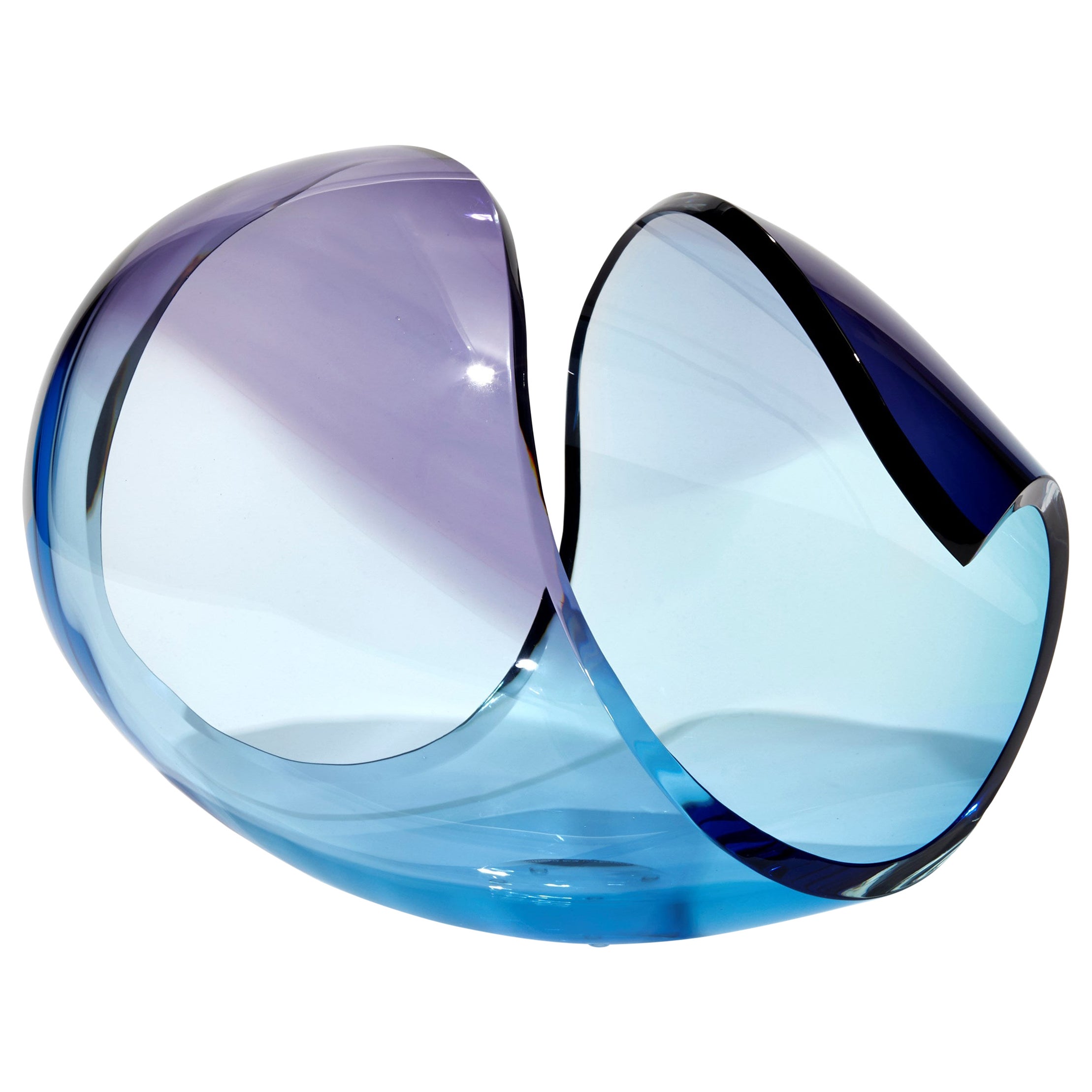  Planet in Turquoise & Purple, an Abstract Glass Centrepiece by Lena Bergström For Sale