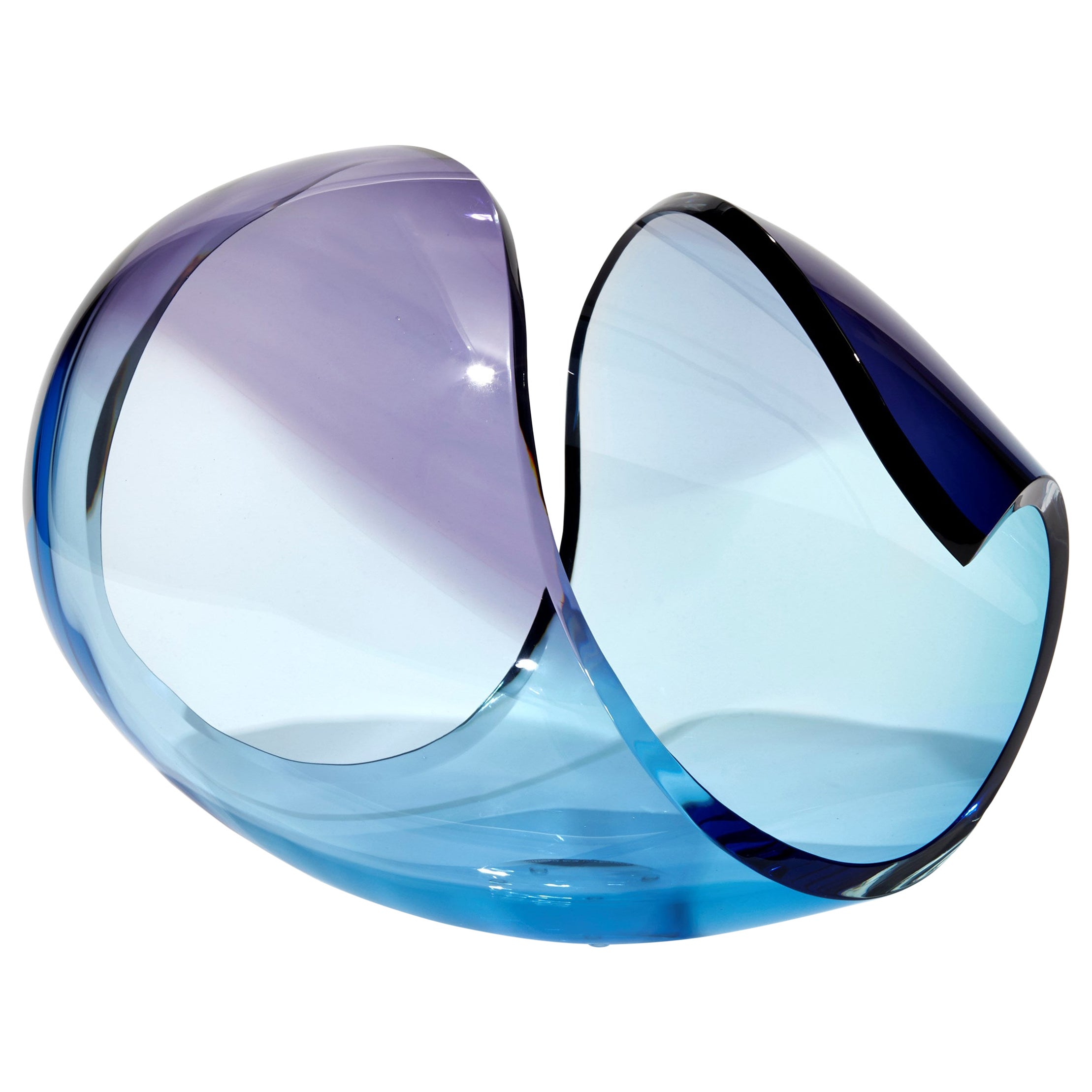  Planet in Turquoise & Purple, une pièce maîtresse en verre abstrait de  Lena Bergström en vente