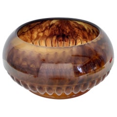 Bol ou centre de table vintage en verre Brown Davidson Glass par George Davidson, Angleterre