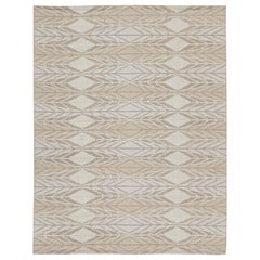 Rug & Kilim’s Scandinavian Style Kilim in Taupe and White Geometric Pattern