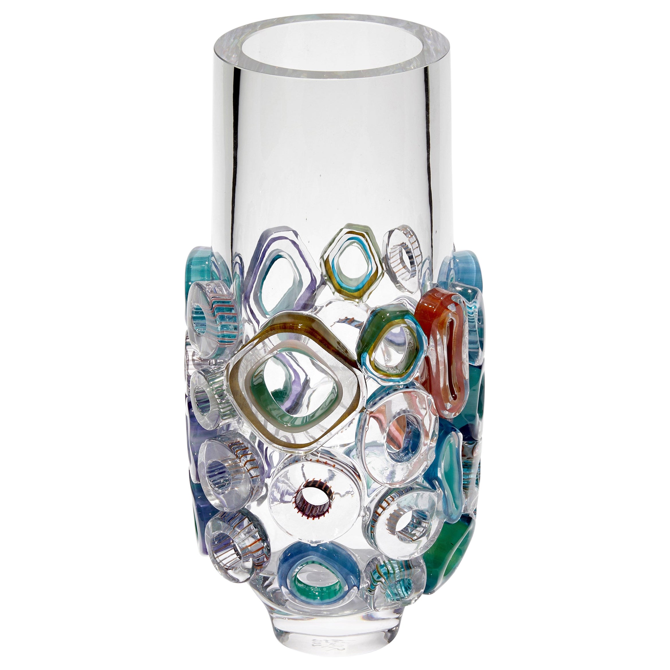 Vase en verre gris neutre Bright Field avec décoration murrini par  Sabine Lintzen en vente
