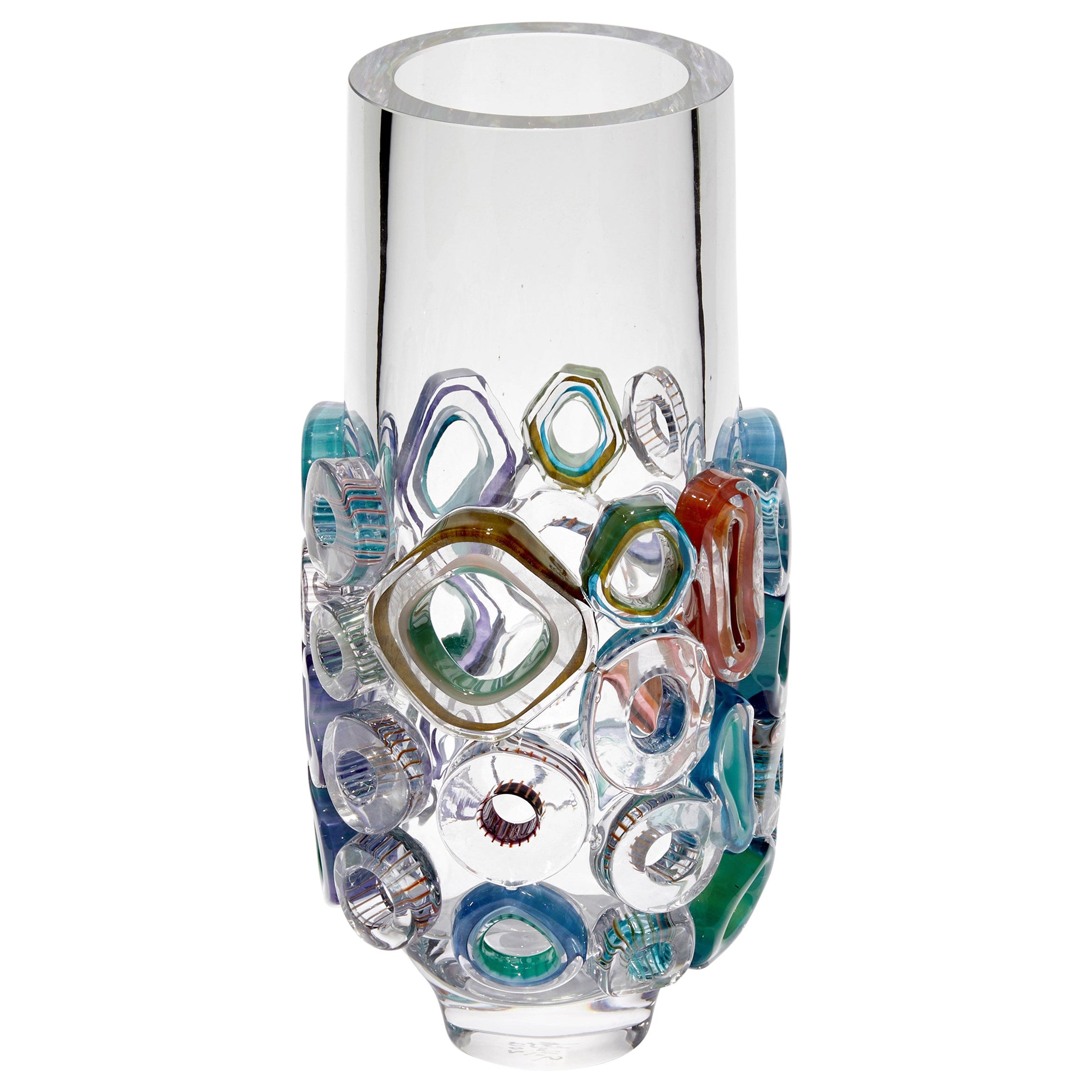 Bright Field Neutral Grey, vaso in vetro con decorazione a murrini di  Sabine Lintzen