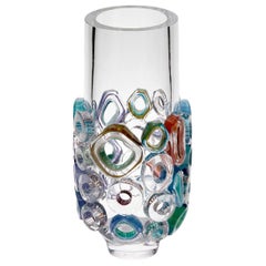 Bright Field Neutral Grey, glass vase with murrini decoration by  Sabine Lintzen