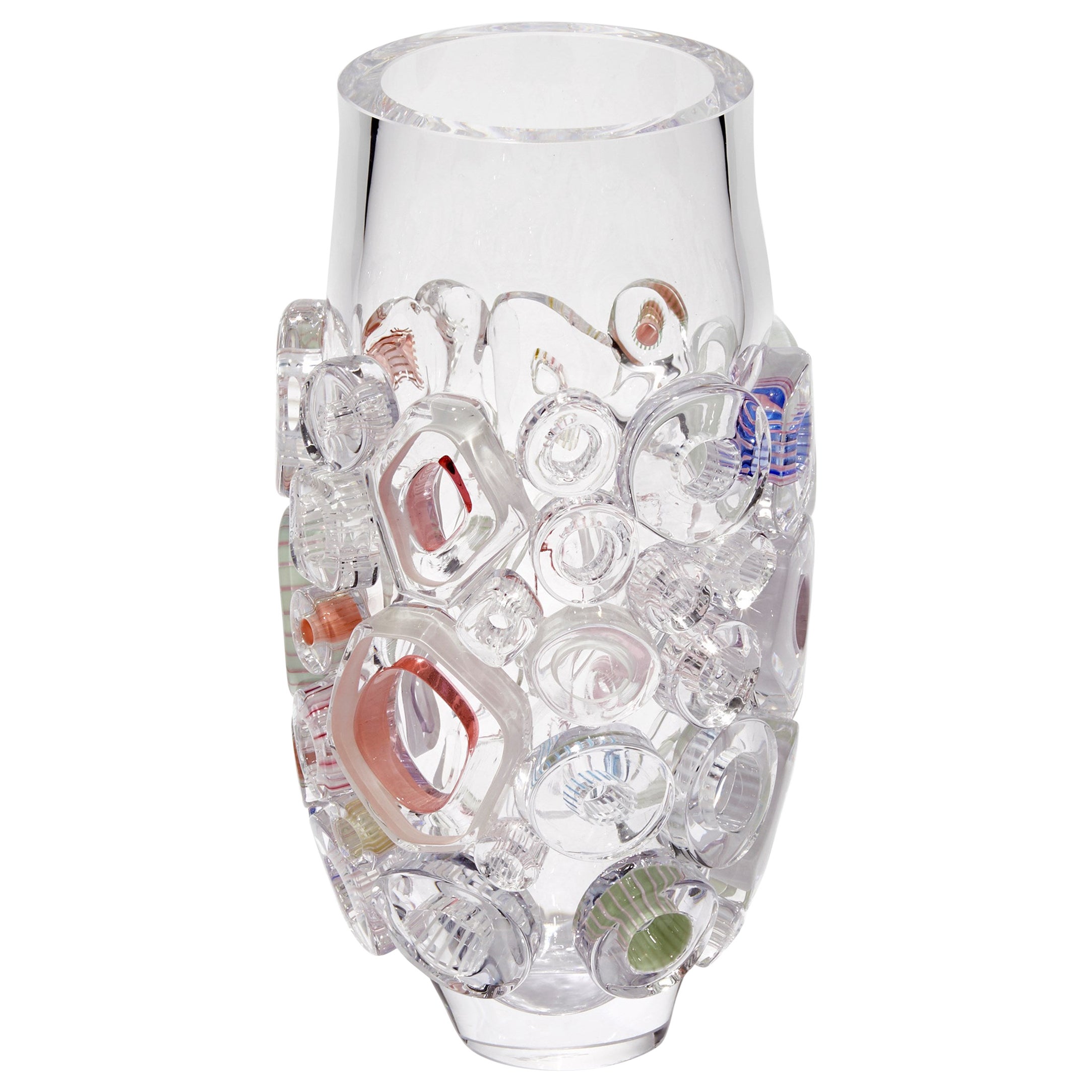 Bright Field Clear, a transparent & mixed colours glass vase by  Sabine Lintzen For Sale