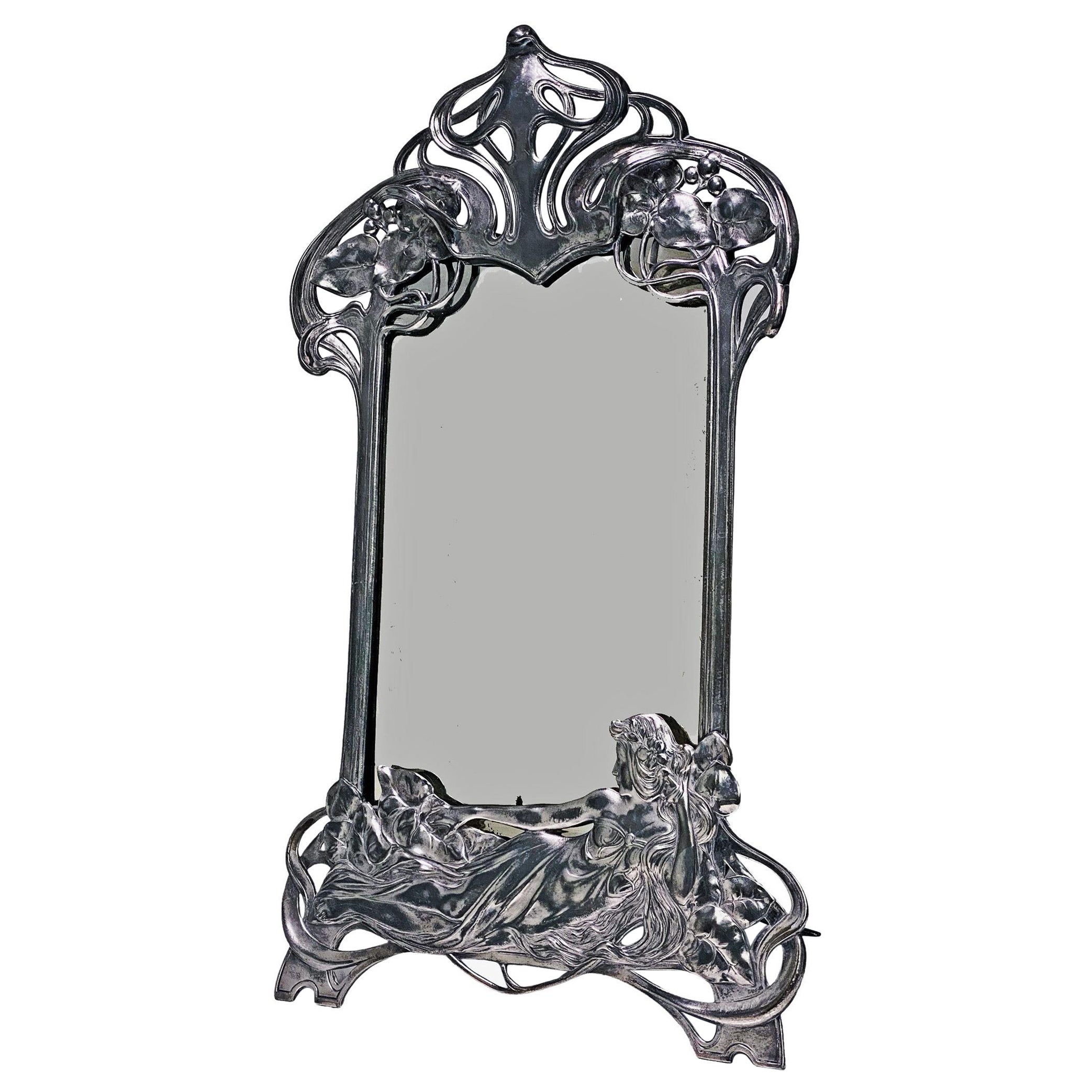 Art Nouveau WMF Maiden Mirror, circa 1906, Germany For Sale