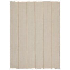 Rug & Kilim's Contemporary Kilim in Off-White and Beige Stripes (Kilim contemporain à rayures blanc cassé et beige)