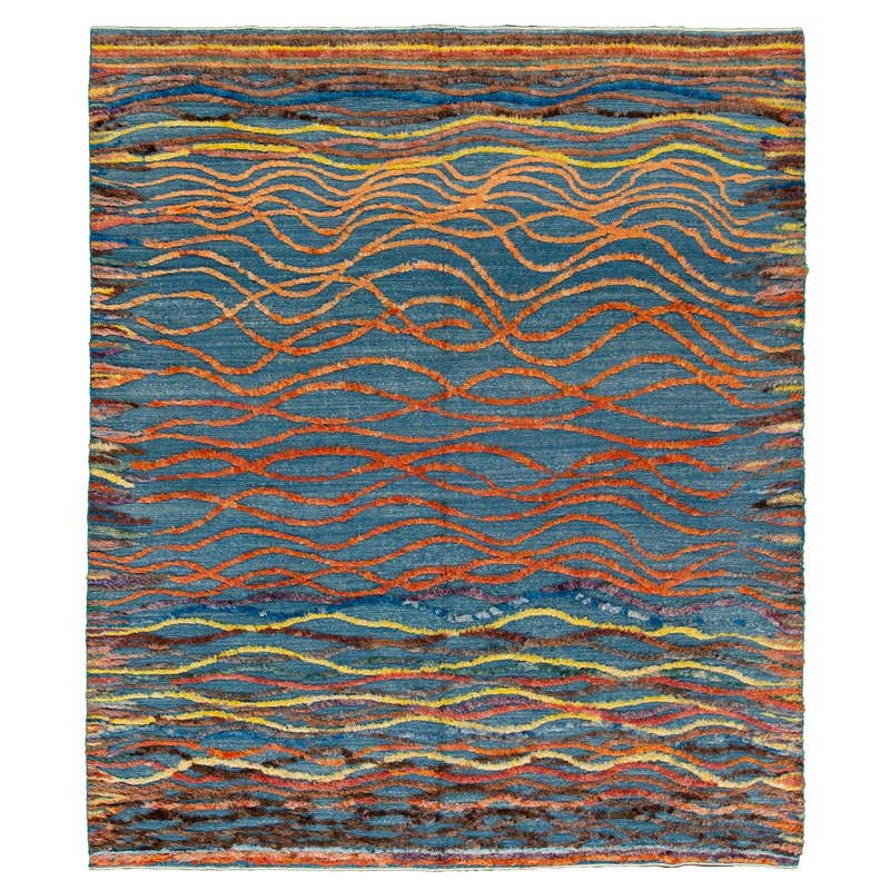 Modern Moroccan Style Wool Rug with Allover Multicolor Abstract Design ...