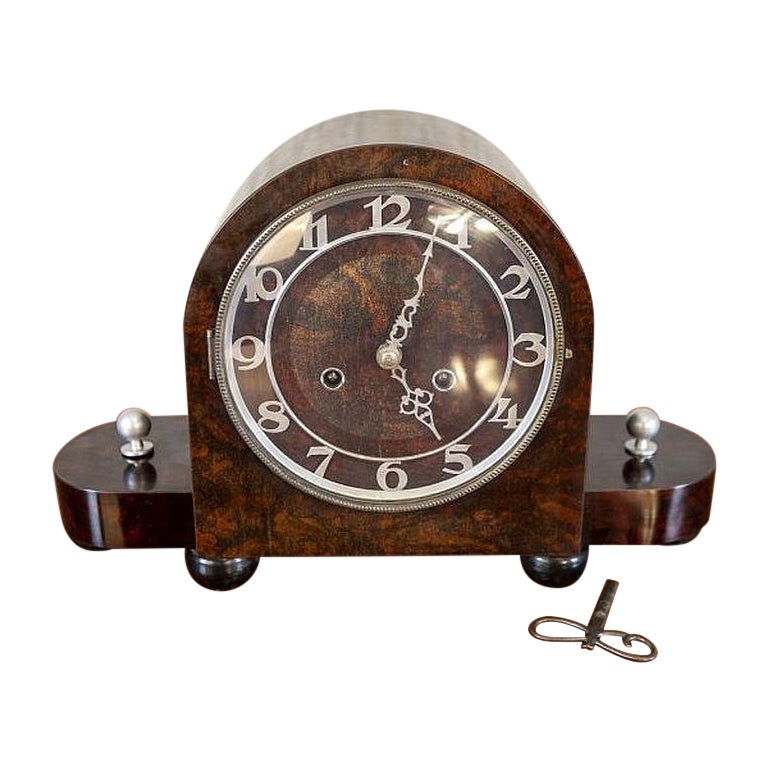 Art Deco Table Clock from the Mid. 20th Century in Dark Brown For Sale ...