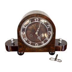 Vintage Art Deco Table Clock from the Mid. 20th Century in Dark Brown