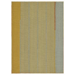 Rug & Kilim's Contemporary Kilim in Gold and Light Blue Stripes (Kilim contemporain à rayures or et bleu clair)