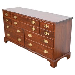 Henkel Harris Georgian Solid Cherry Wood Ten-Drawer Dresser, Newly Refinished