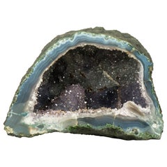 Natural Small Purple Amethyst Geode with Rare Calcite and Lace Agate